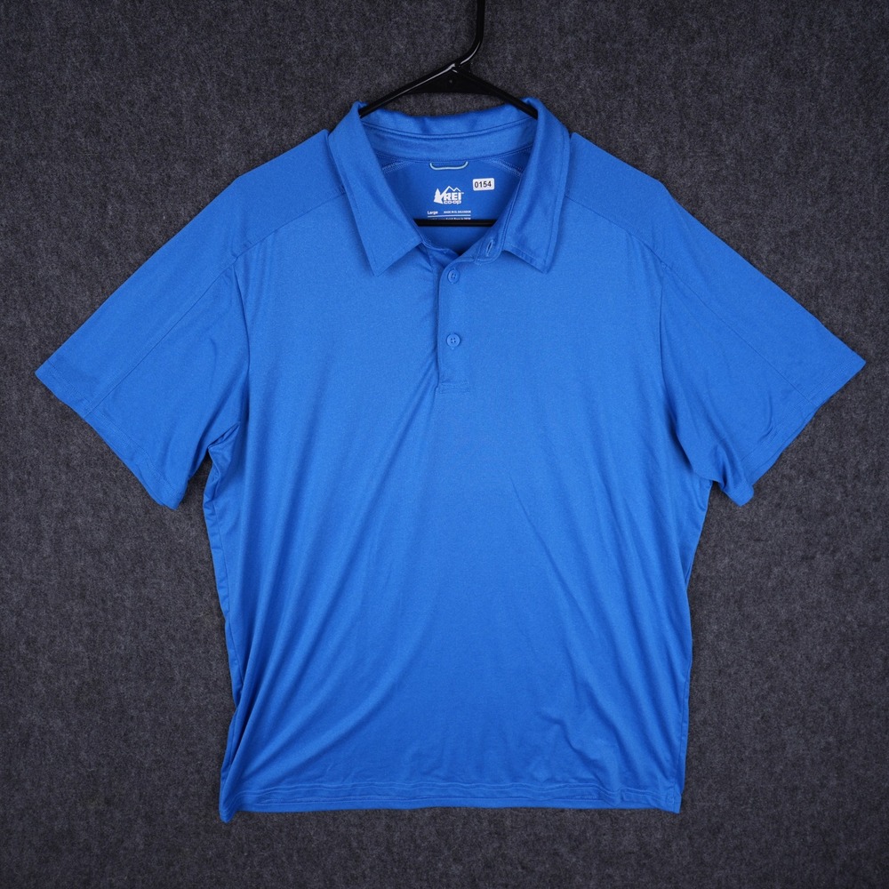 REI Co-op Performance Polo Shirt Mens Large Blue Excellent Short Sleeve Stretch